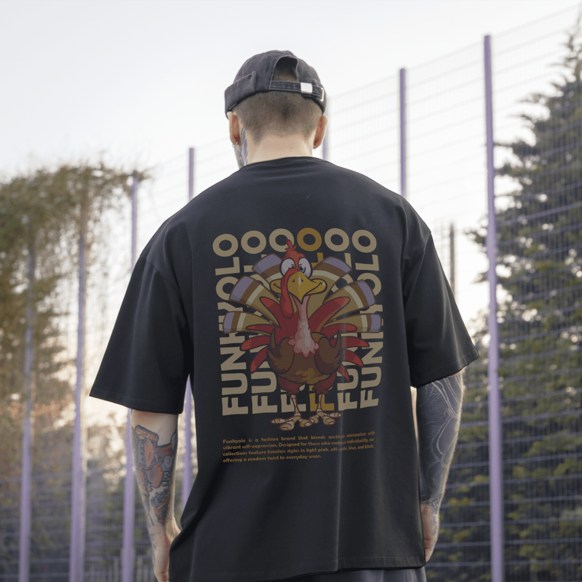Funkyolo Turkey edition graphic tee in black oversized fit