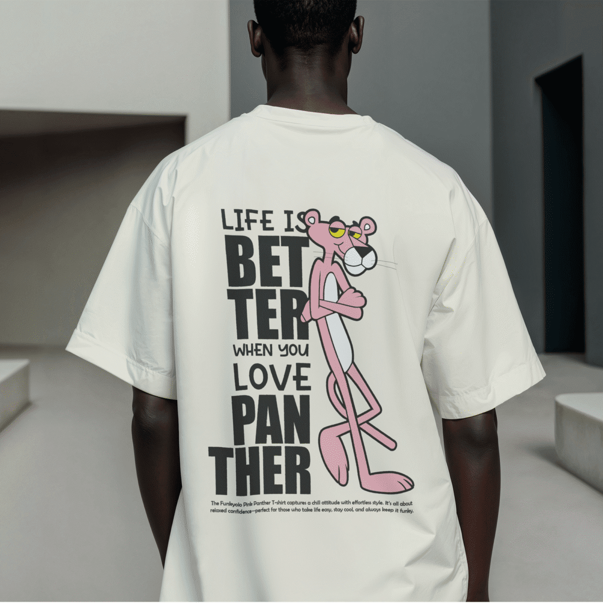 Pink oversized t-shirt with Pink Panther cartoon graphic – Funkyolo