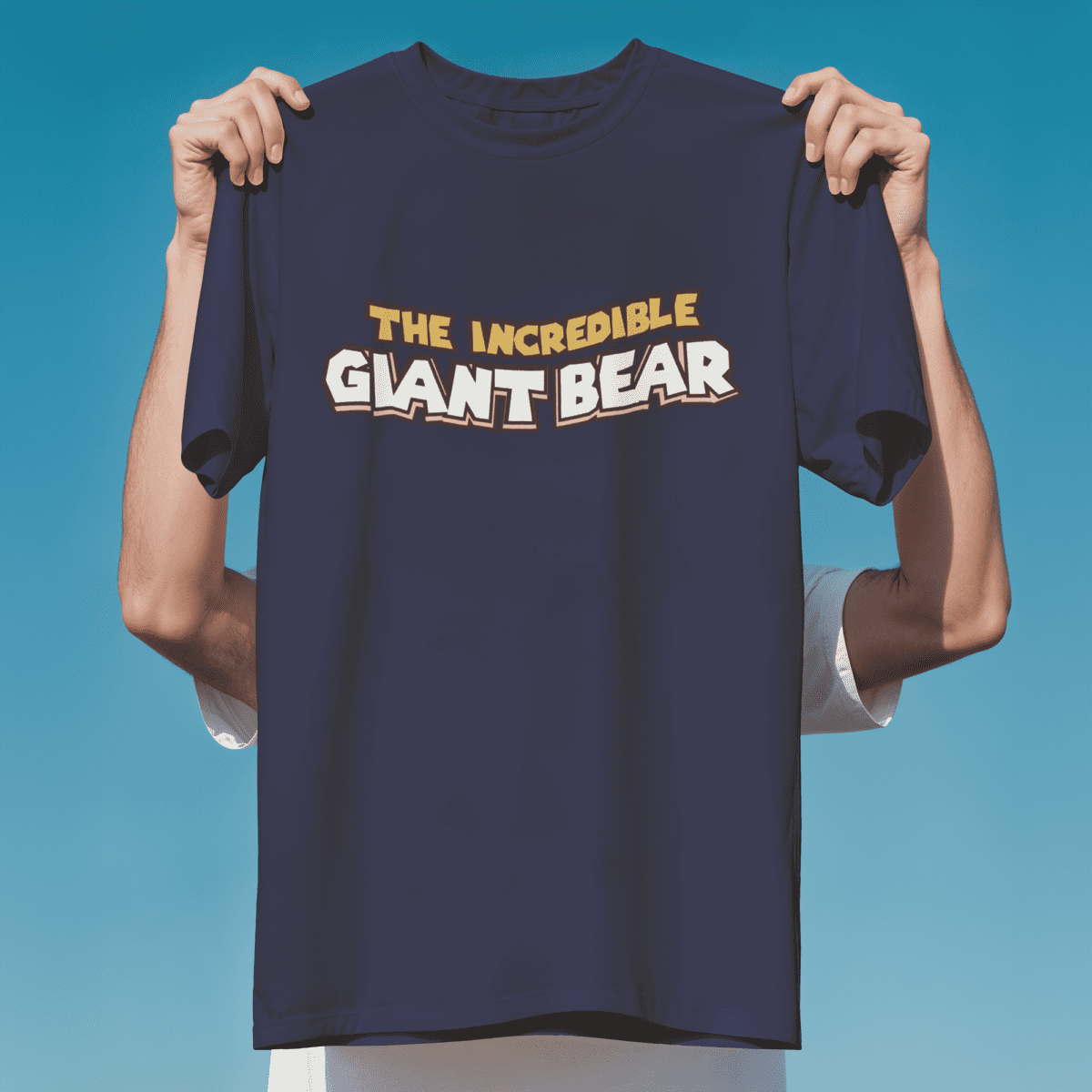 Navy oversized t-shirt with cartoon bear power graphic – Funkyolo